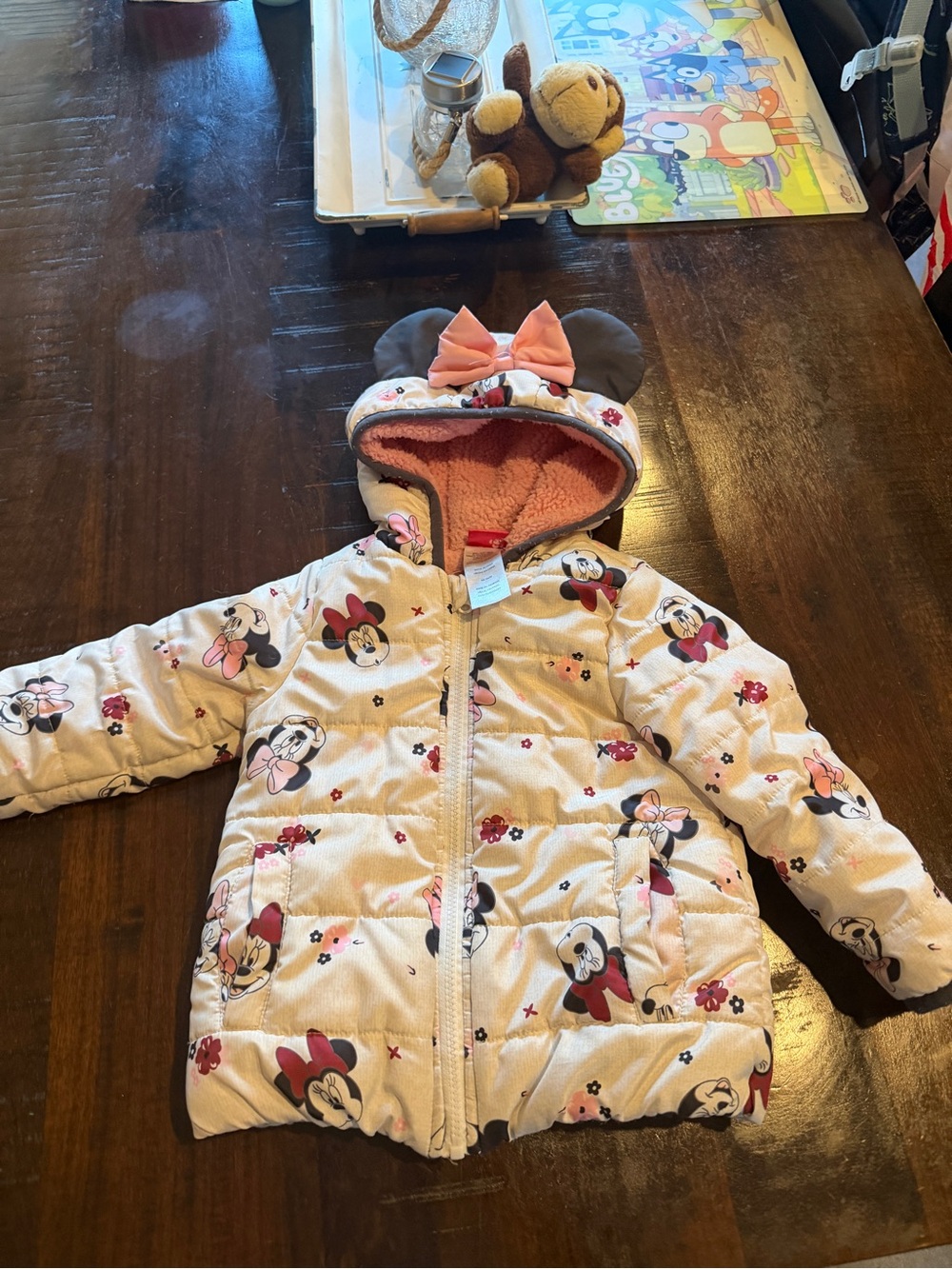Disney Minnie Mouse Pink and Black Sherpa-Lined Jacket